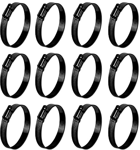 ISPINNER Schlauchschelle aus Edelstahl, verstellbar, 27-51 mm, Schneckengetriebe, Kraftstoffleitungsklemme für Sanitär-, Automobil- und mechanische Anwendungen, Schwarz, 12 Stück
