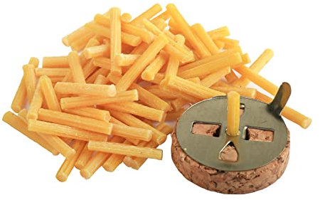 NKlaus 2 pcs. SET 10g (env. 80 pcs.) Mèche pour lampe à huile en cire d'abeille et 1x 3cm support de mèche flottant 40804