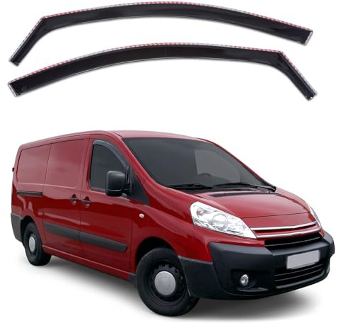J&J AUTOMOTIVE GD Déflecteurs d'air et de Vent pour Citroen Jumpy 2007-2016 2pcs, Teintés, Avant et Arrière, Aérodynamique