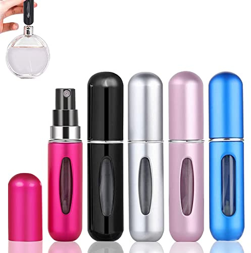 5PCS 5ml Perfume Atomiser Refillable Bottles Portable Mini Spray Travel Perfume Bottle Empty Fragrance Bottle Container for Perfume Aftershave Travel Business Trip Matte