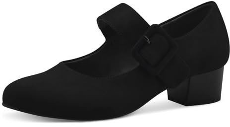 Jana Damen Pumps mit Riemen mit Klettverschluss Vegan, Schwarz (Black), 41 EU