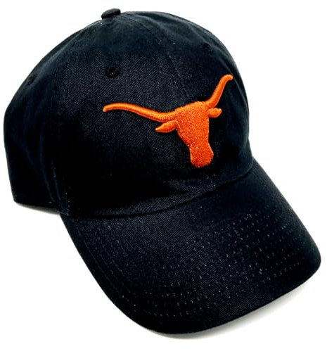 National Cap Cleanup Mütze Texas Longhorns Maskottchen-Logo, einfarbig, schwarz, gebogen, verstellbar, Slouch-Hut, Schwarz, Einheitsgröße