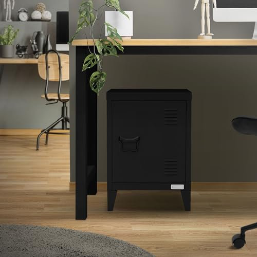 ML-Design Aktenschrank 40x30x57,5 cm, Schwarz, aus Stahl, Büroschrank mit 4 Beinen, Kleiner Lagerschrank, Einzeltür Metallschrank Stahlschrank Aufbewahrungsschrank Schrank Sofatisch Beistelltisch