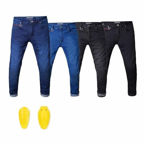 Tornado Comfort Men's Slim Fit Motorcycle Jeans – Aramid-Lined Denim Biker Pants with CE Level 2 Protective Armour & Comfortable Fit