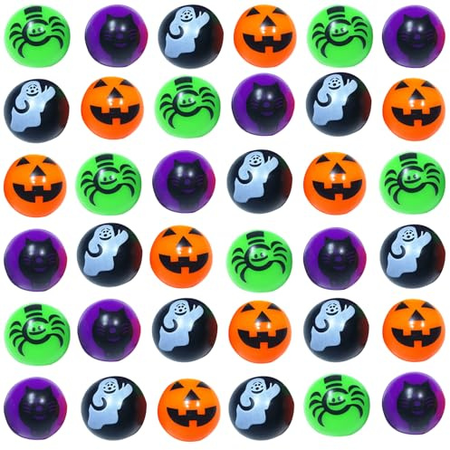 RmKbe 36pcs Assorted Colourful Magic Bouncy Balls - Halloween Party Bags Fillers - Bouncy Party Favor Supplies for Kids