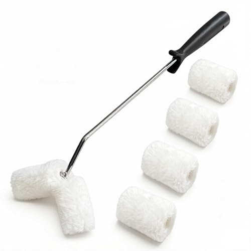 Hanpex Double Roller Brush, Paint Roller Covers, Paint Rollers Naps, House Painting Supplies Covers, Roller Frame and Paint Roller Kit for Pipes, Tube, Stair Balusters, Fences, etc.