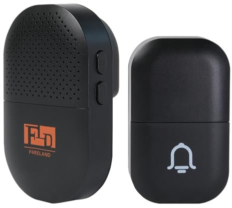 FORELAND Sonnette sans fil alimentée par piles, 110 dB, sonnerie sans fil, 38 mélodies, fonctionne jusqu'à 150 M de portée, LED clignotante sans fil avec mode muet, utilisation en extérieur