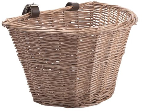 ibasenice Kinderkorb Aus Geflochtenem Naturweidenmaterial Vorderkorb Für Fahrradlenker Handgefertigter Rattankorb Als Lebensmittelkorb Abnehmbar Holzfarbe