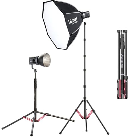 ULANZI T230 230cm Carbon-Lichtständer Professioneller Wendbarer, Carbon Fiber Lamp Stand mit Tragetasche, Max Belastung 5 kg, Abnehmbare Mittelachse Tragbares Kompaktes Stativ Metall für Studio-Licht