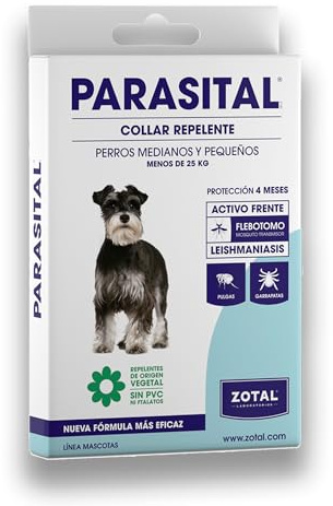 Collar para Perros Pequeños y Medianos PARASITAL 60 CM (Menos de 25 KG) Repelente contra Garrapatas, Pulgas y Mosquitos (Flebotomos portadores de Leishmaniosis) con Aceites Esenciales | Nexum Market