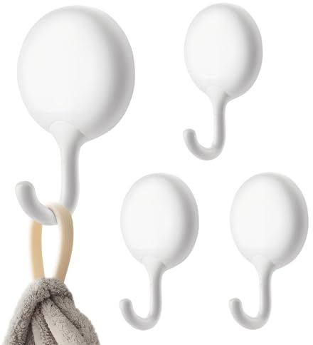 Aovansi Ganchos Adhesivos para Pared,4 Piezas ABS Colgador Toallas sin Taladro,Colgadores para Baño Cocina Abrigos,Toalleros Autoadhesivo Extrafuerte para Baño Cocina,Blanco