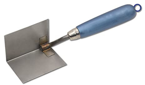 DEWEPRO Innenecken-Kelle – Edelstahl Kantenkelle 85x60x60mm Mit Ergonomischem Holzgriff – Rostfreie Eckenkelle Für Präzises Verputzen, Spachteln Und Innenausbau – Profi Handwerkerqualität