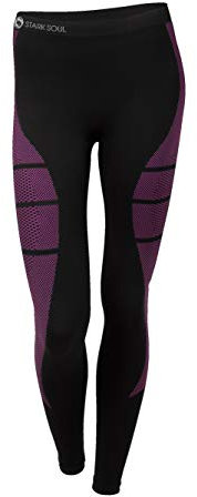 STARK SOUL Damen Seamless Ski Funktionswäsche, Outdoor Unterwäsche (S/M Hose schwarz/pink)