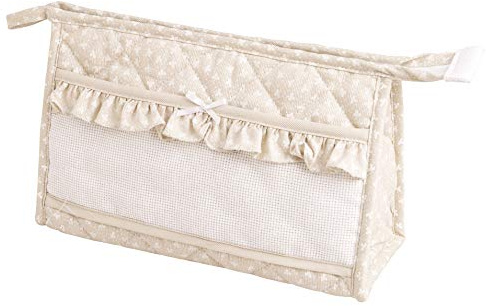 Filet - Trousse con cerniera in tessuto trapuntato | Ideale per cosmetici e creme | Dimensioni 25X15X6 cm | Made in Italy | Tortora