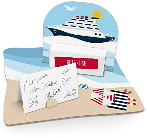 itenga Kreuzfahrtschiff Geldgeschenk Gastgeschenk Verpackung Reisekasse mit Bodenplatte, Geschenkkarte und Stickerbogen