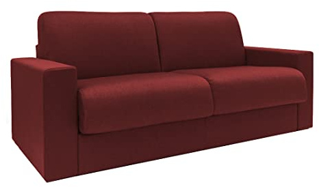 Totò Piccinni Divano Letto Ribaltone Matrimoniale Imbottito con Braccioli, Materasso 14cm, L194cm x P93cm x H67cm (Tessuto Bordeaux)