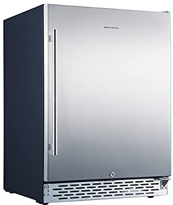 Phiestina 24 inch Indoor/Outdoor Beverage Refrigerator 175 Cans Built-in/Freestanding Beverage Fridge Cooler Lockable Stainless Steel Door Auto Defrost Quiet For Home/Commercial,6 Removable Shelves