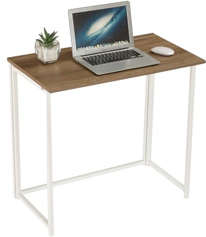 Direct Online Houseware House of Home Folding Desk, White Compact Foldable Computer Desk for Small Spaces, Easy Assembly, Desk for Home Office