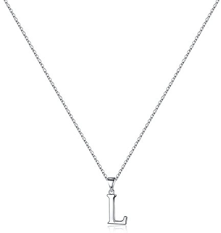 Turandoss S925 Sterling Silver Initial Necklace for Women, Dainty Hypallergenic Initial Necklace Letter Alphabet Pendant S925 Sterling Silver Necklace for Women(L)