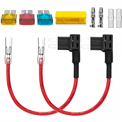 Guuzi 2 Stück 12V-24V Micro 2 Add-A-Circuit Sicherungsadapter mit Kabelbaum, Micro 2 Sicherungshalter mit 3 Stück Ersatzsicherungen (5A/10A/15A) + Anschlussstecker