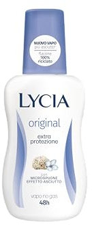 Lycia, Original Deodorante Vapo No Gas con Antibatterico e Microspugne Effetto Asciutto per una Sensazione di Freschezza Durevole, Efficace fino a 48H, 75 ml