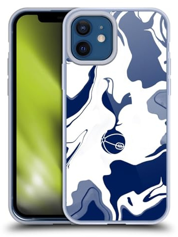 Head Case Designs Officially Licensed Tottenham Hotspur F.C. Blue And White Marble Badge Soft Gel Case Compatible With Apple iPhone 12 / iPhone 12 Pro
