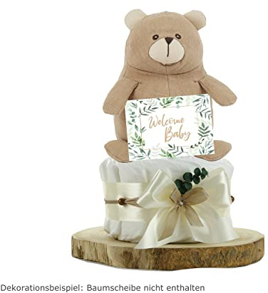 Gâteau à couches neutre | Ours en peluche 100 % lin (couches de protection premium)