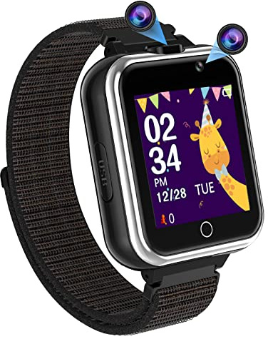 PTHTECHUS Smartwatch Kinder Telefon, 1.54'' 24 Spiele Schrittzähler MP3 Musik Kamera Taschenlampe 3-14 Jahre Junge Mädchen Uhr Geschenk