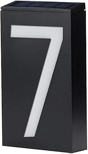 SUAVER Hausnummer Beleuchtet Solar, LED Solarleuchte Solar Türnummer Hausnummernschild Beleuchtet Wasserdicht Außenwandleuchte Hausnummernleuchte Hausfinder für DIY Hausschild (Nummer 7)