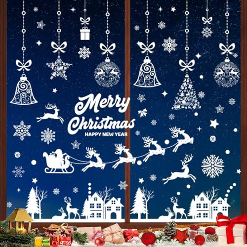 Ventdest Pegatinas Navidad Ventanas Cristal, Adornos de Navidad para Ventanas, 10 Hojas Adhesivos Navideñas Ventana para la Decoracion Navidad Invierno para Vidrio
