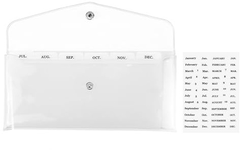 NatSumeBasics Portefeuille transparent avec 6 poches de séparation et autocollants pour reçus de factures, système de support (transparent)