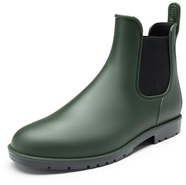 DREAM PAIRS Stivali da Pioggia Uomo Chelsea Wellington Rain Boots Impermeabili Stivaletti Elastico Outdoor Ankle Boot,Size 43,Verde Oliva,SDRB2401M-E
