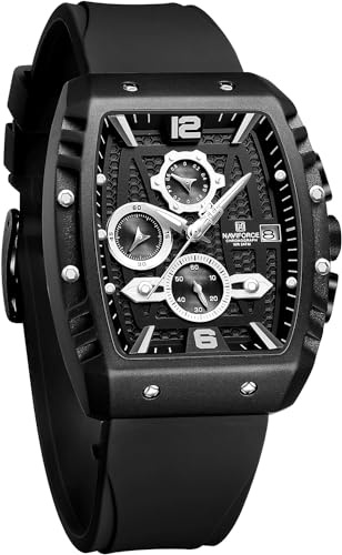 NAVIFORCE Montre de sport chronographe étanche pour homme, bracelet en silicone coloré, montre à quartz avec date automatique
