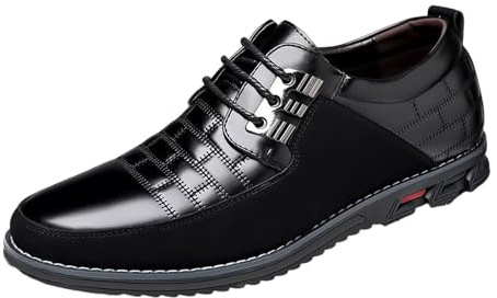 LOIJMK Zapatos de traje de hombre Zapatos de cuero negro blanco Zapatos de negocios Zapatos con cordones Zapatos clásicos elegantes formales de boda Zapatos informales Zapatos de trabajo, Z06 negro.,