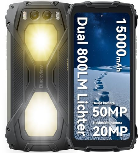 Blackview BV7300 Outdoor Handy, 15000mAh, 18GB+256GB(2TB), Dual 800LM Campinglicht, 6.67 90Hz Display, Outdoor Smartphone Ohne Vertrag Android 14, NFC/50MP+32MP+Nachtsehen 20MP/Corning Glas/GPS