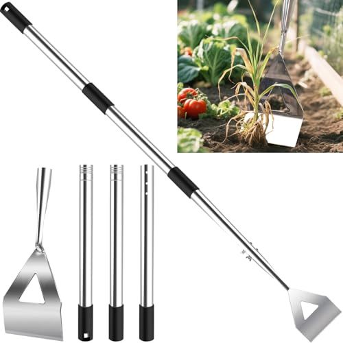 Garden Hoe Tool with Long Handle 140 cm, Dutch Hoe Made of Stainless Steel, Garden Hoes for Weeding and Garden Soil Digging, Weeding Hoe 12.8 cm, Garden Tools Dutch Digging Hoe