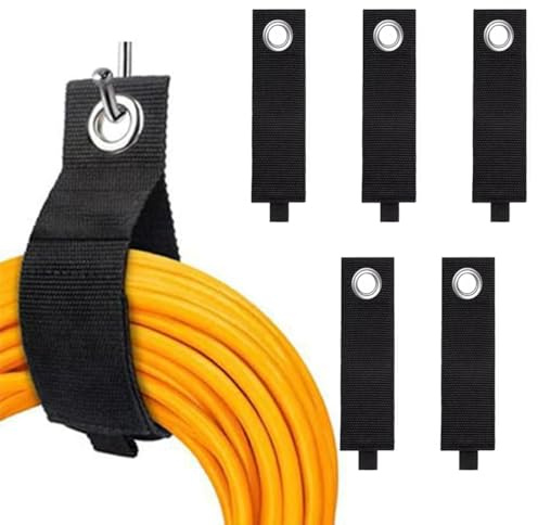 Organisateur et cintre pour rallonges, lot de 5 sangles Velcro flexibles avec boucle triangulaire pour câbles, ensemble de serre-câbles Velcro, pour câbles, cordes, tuyaux, noir, L (50 x 330 mm)