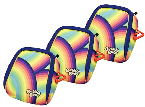 BubbleBum Booster Car Seat, Inflatable Booster Seat for Kids, Travel Carseat, Backless Portable Child Safety Seats for Car, Inflatable Seats for Cars 40-100 lbs, for 4 Year Old + Kid - Triple Rainbow
