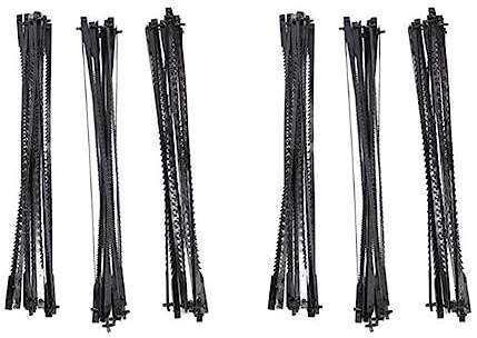 Rfeeuubft 72Pcs Scroll Saw Blades 127mm Carbon Steel Fretsaw Blades with Pin 15/18/24 Teeth Standard Fine Cut Saw Blades