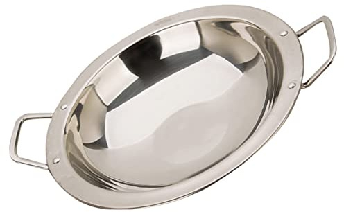 UTHCLO Padella in Acciaio Inossidabile Doppia Maniglia Antiscottatura Alta Resistenza Termica Per Cucina Induzione e Hot Pot Casa Accessorio