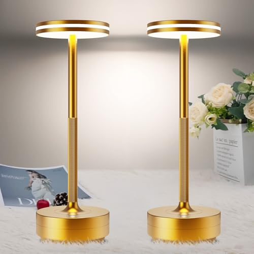 bravzurg lampe de table tactile sans fil usb, 5000mAh 2pcs Lampe de chevet batterie LED rechargeable, lumiere bureau piles, 3 températures de couleur, pour restaurant, interieur/exterieur, IP54