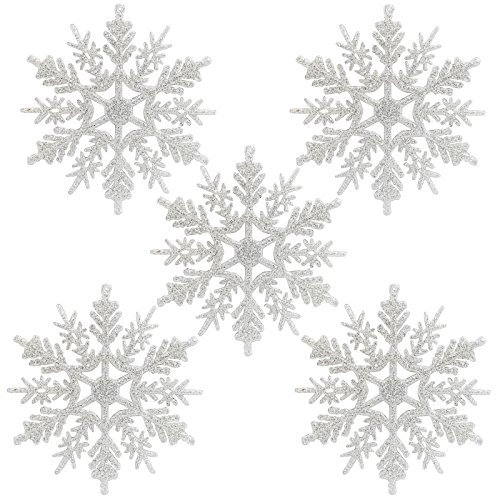 Naler 24 x Schneeflocken Weihnachten Deko für Weihnachtsbaum Glitzer Weiß Weihnachtsbaumschmuck