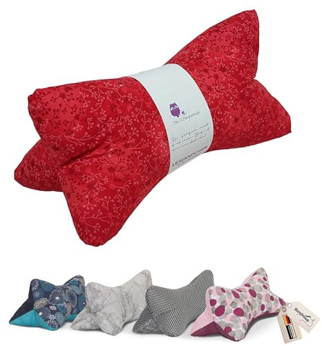 Leseknochen Nackenkissen Muster bequem und waschbar! Handgestopft und genäht in Deutschland - Nutzbar als Nackenrolle Kissen Nackenrolle (Blumenranke Rot)