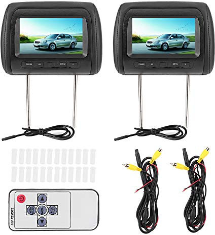 Lettore per Auto, 2 Pezzi 7 Pollici Poggiatesta Regolabile con Controllo Lettore Video LCD Display MP5 Nero per Poggiatesta per Auto Lettore DVD Display Poggiatesta Auto Lettore