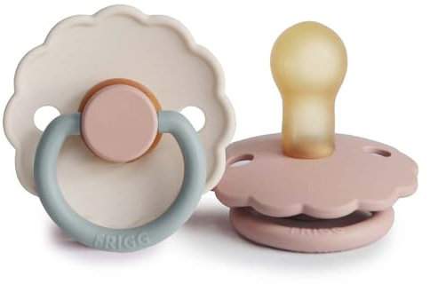 FRIGG Daisy Latex Schnuller | 2er-Pack | Daisy Block Naturkautschuk Schnuller | symmetrisce Kirschform | BPA-frei | Made in Dänemark | Latex Schnuller | Blush/Cotton Candy - Größe 1 (0-6 Monate)
