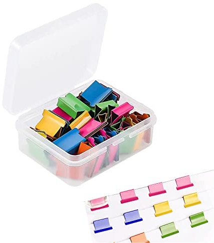 NectaRoy Grapas Reutilizables, 50 Piezas Colores Clips de Carpeta Pequeños para grapadora de empuje