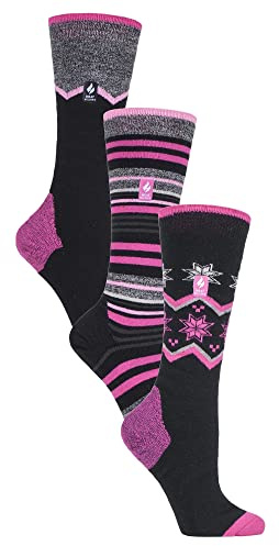 HEAT HOLDERS 3 Pack Womens Ski Socks Lite | Winter Warm Snowboarding Socks (5-9, Mix 1)