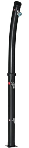 Outsunny 20L Doccia Solare da Esterno Riscaldata 60° con Miscelatore per Piscina e Campeggio, 15.5x15.5x216cm, Nero