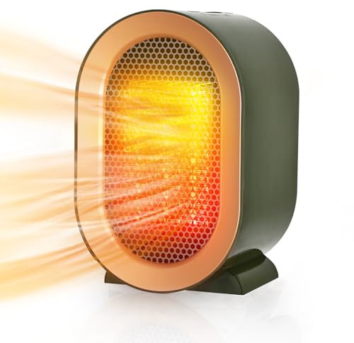 Calefactor, 1200W Calefactor bajo Consumo, Ventilador eléctrico, Calentador de Cerámica Silencioso, Calentador Portátil Pequeño, Protección Contra Sobrecalentamiento e Inclinación