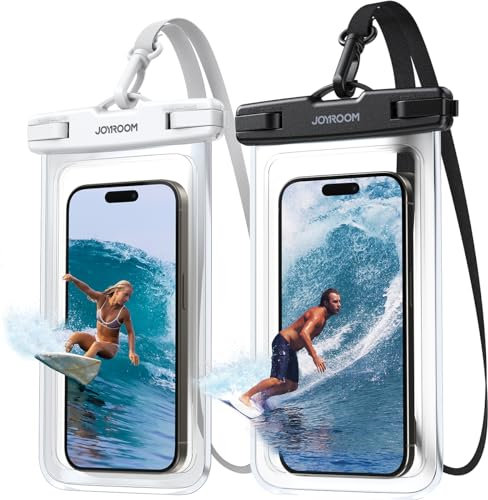 JOYROOM 2025 Upgraded wasserdichte Handyhülle 2 Stück Unterwasser Handytasche IPX8 Wasserfeste Handy Hülle für Smartphone iPhone 15 14 13 12 Pro Max XS Sumsung S24/S23, 7 Zoll, Schwarz & Weiß
